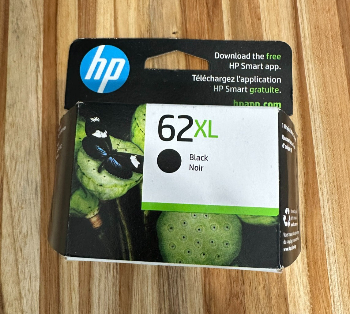 OEM Factory HP 62XL Black Ink Cartridge Exp/APR 2024 NEW Sealed