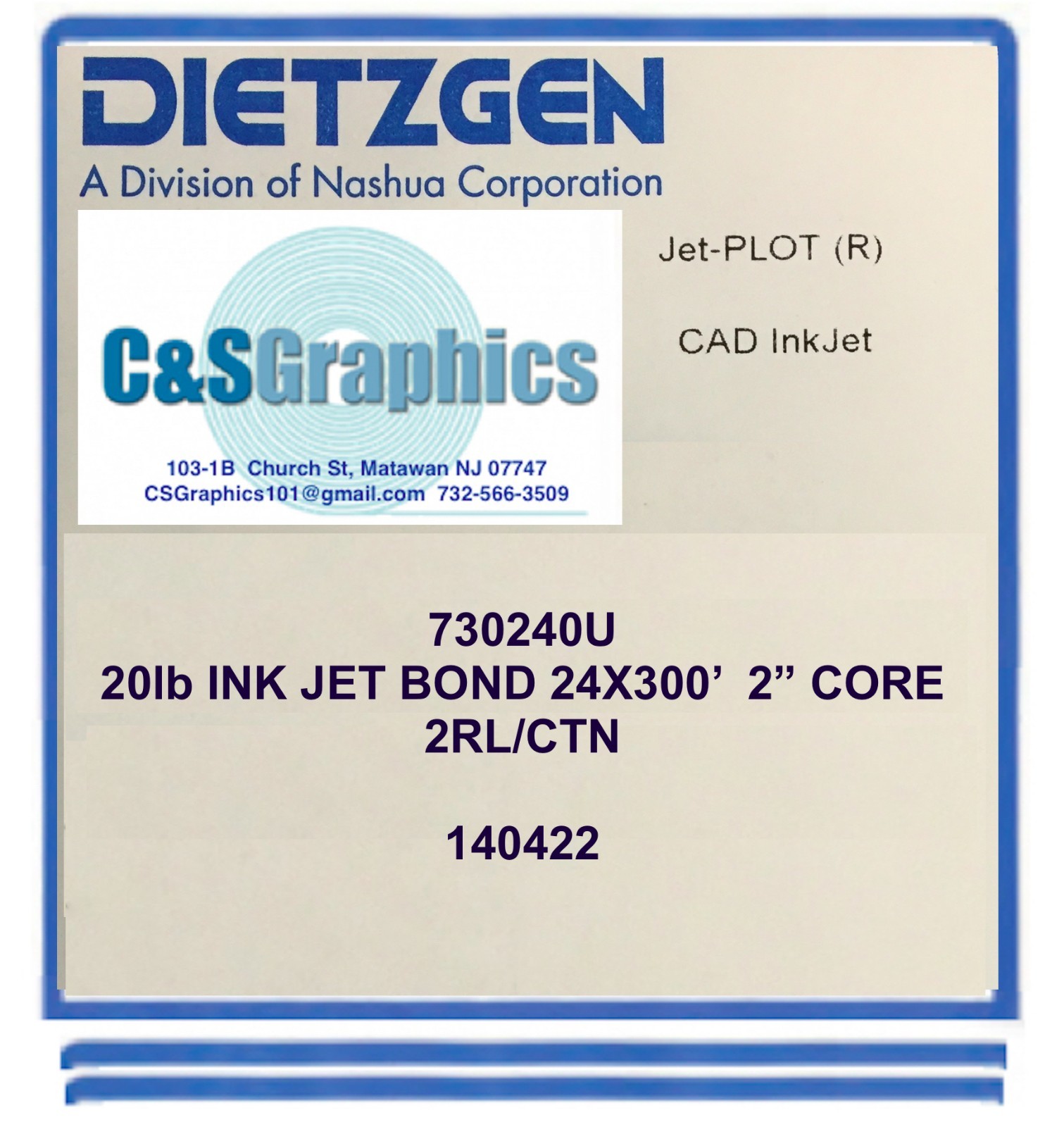 2 ROLLS 24” X 300′ 20lb Bond Plotter Paper