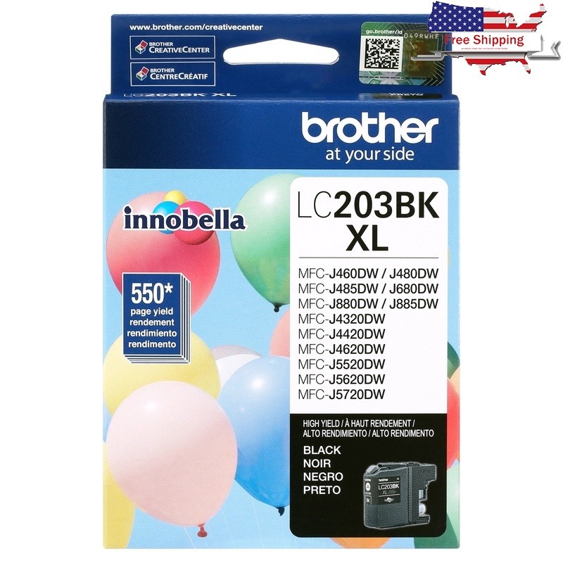 Genuine LC203BK Black Ink Cartridge High Yield 550 Pages Inkjet Printers New