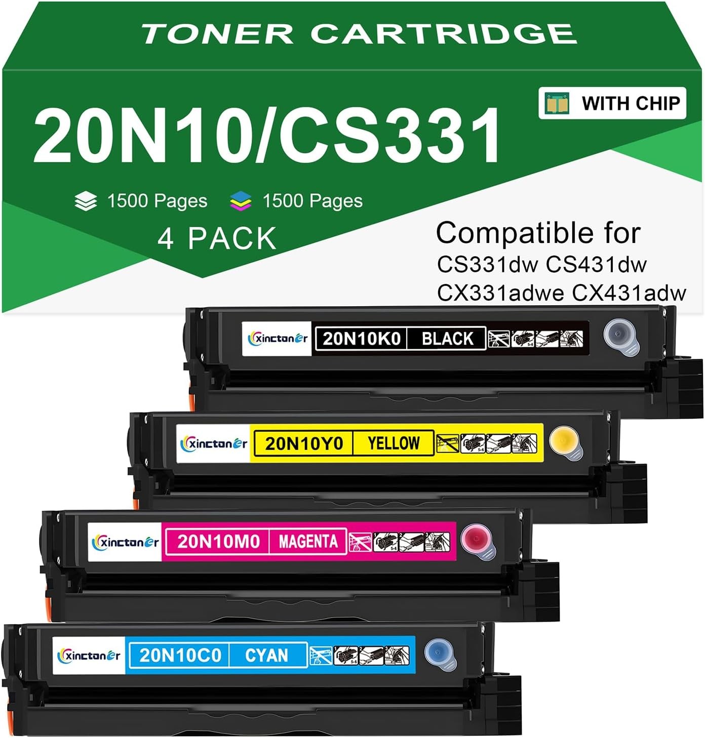 20N10 Toner Cartridge with Smart Chip for Lexmark CS331, CX331, CS431 & CX431