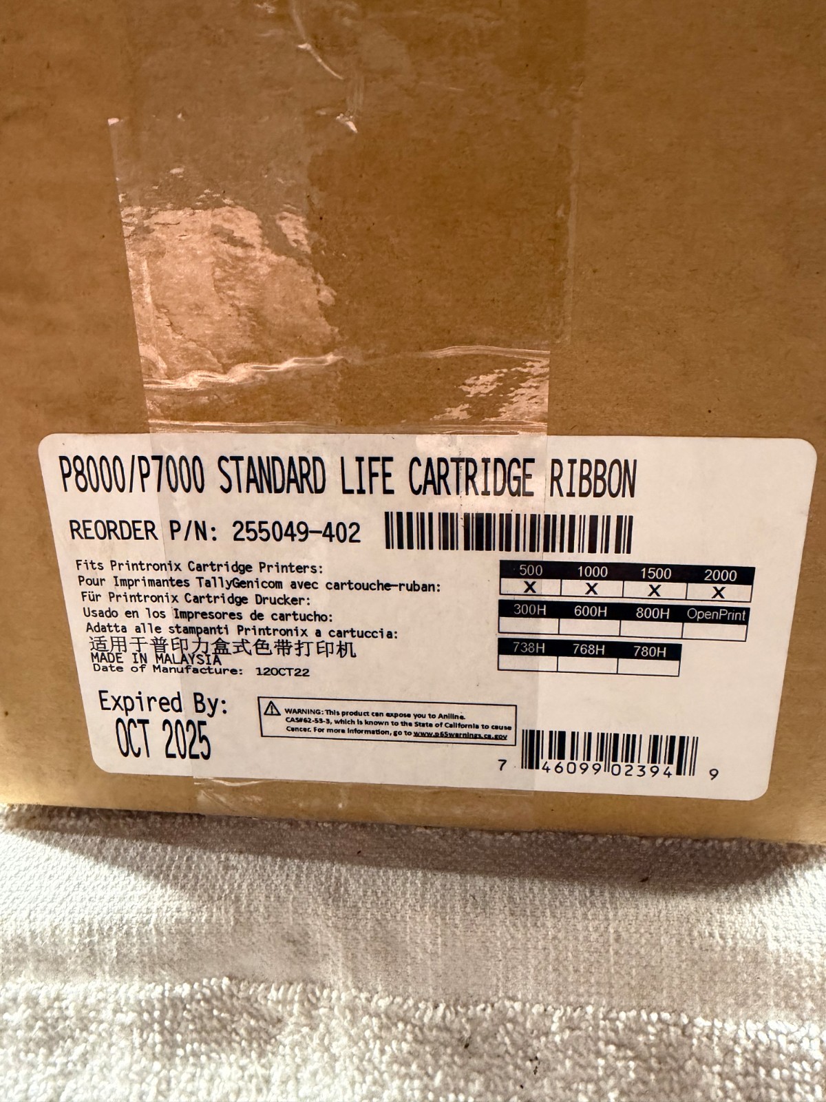 Factory Sealed Box (4) Printronix P8000/P7000 Ex. Life cartridge ribbon 25509-40