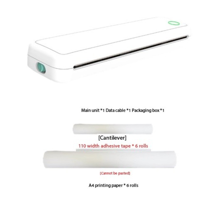 A4 Ultra-Clear Printer Mini Label Printer for Home Use Portable Rechargeable