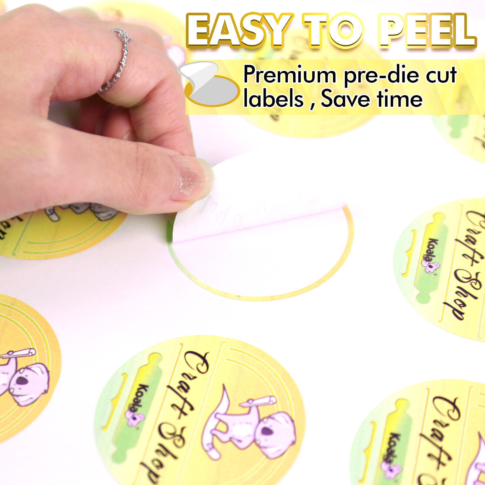 Koala Round Labels 2 Inch Printable Round Stickers Waterproof Matte White Label