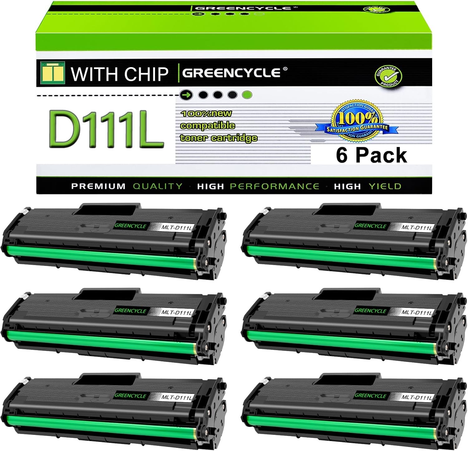 6 Pack MLT-D111L Toner Cartridge for Samsung 111L Xpress M2070FW M2020W M2022W