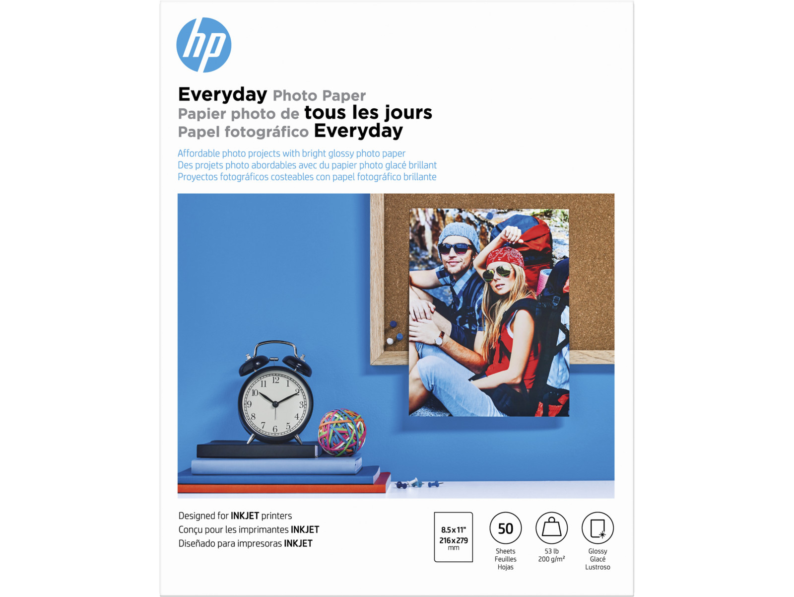 HP Everyday Glossy Photo Paper | 50 Sheets | Letter | 8.5 x 11 in | Q8723A