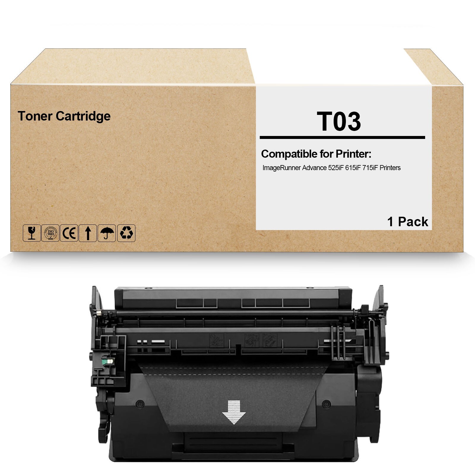 1Pack T03 Black Toner Cartridge Works for ImageRunner Advance 525iF 615iF 715iF