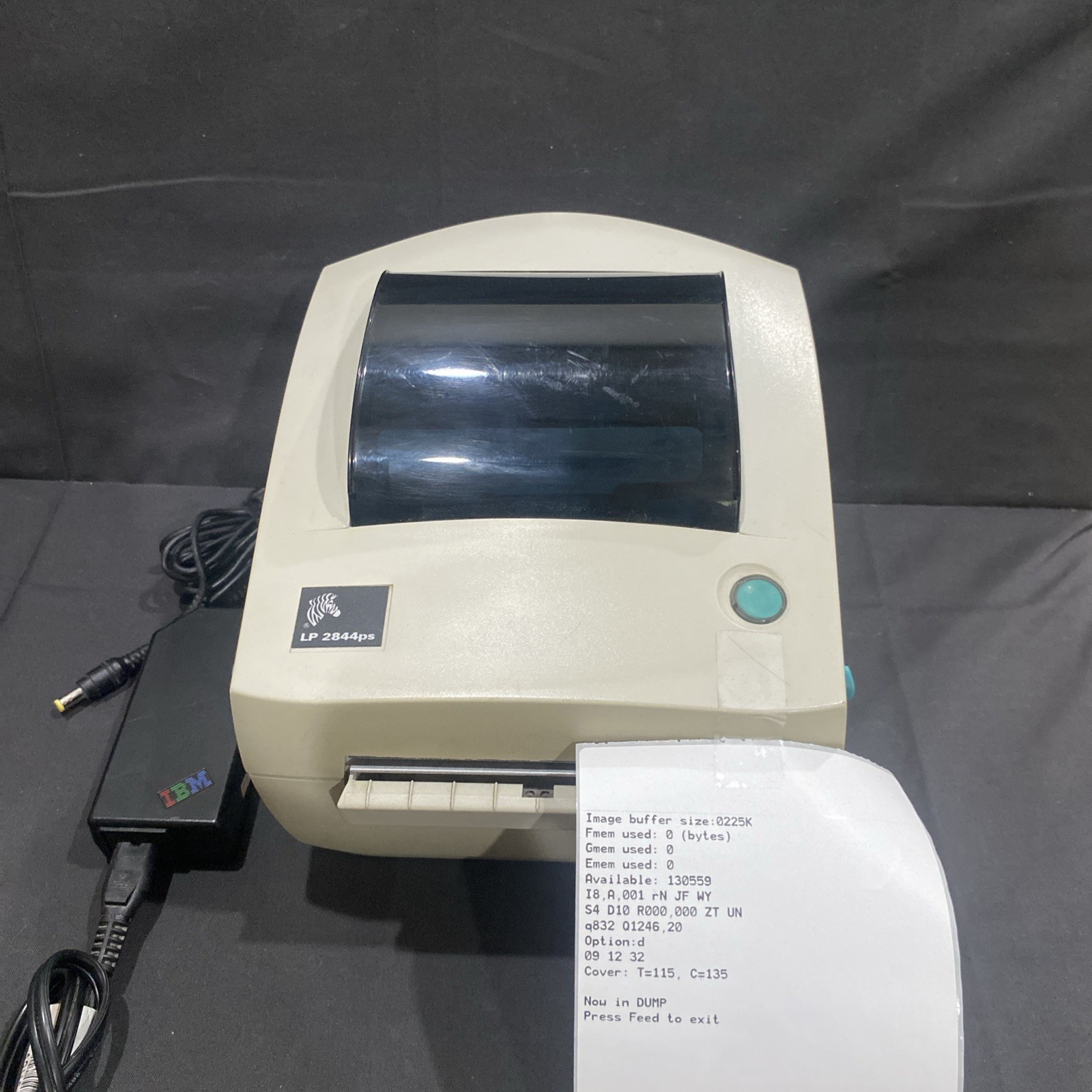 Zebra LP 2844 PS Thermal Printer With Power Supply Used Tested WORKS GREAT