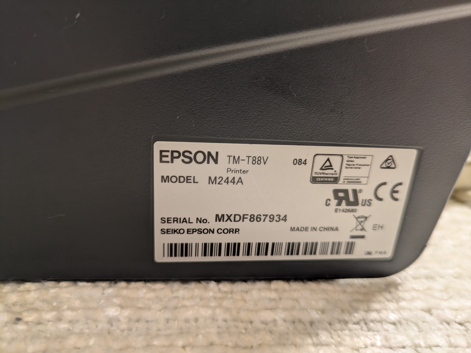 Epson TM-T88V POS Receipt Printer M244A No AC Adapter