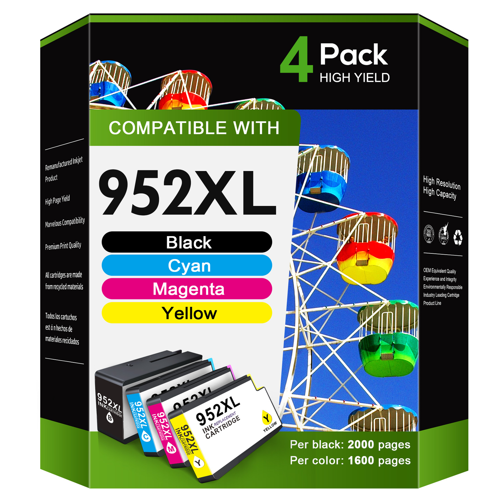 B/C/M/Y 952 XL Ink Cartridge For HP 952XL Officejet Pro 7740 8210 8216 8218 8710