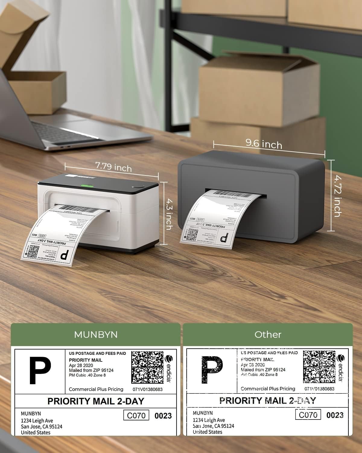 MUNBYN RealWriter 941 Thermal Label Printer 4×6 for Package Shipping Home Small