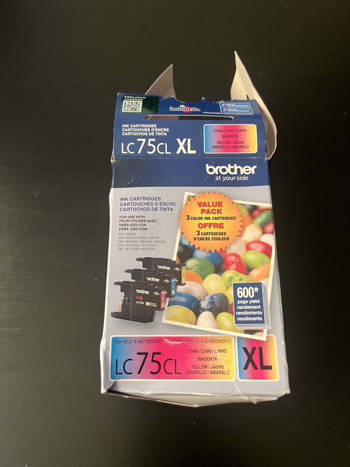 Original Brother LC75XL Cyan, Magenta, Yellow Ink Cartridges-LC753PKS -3 Pack