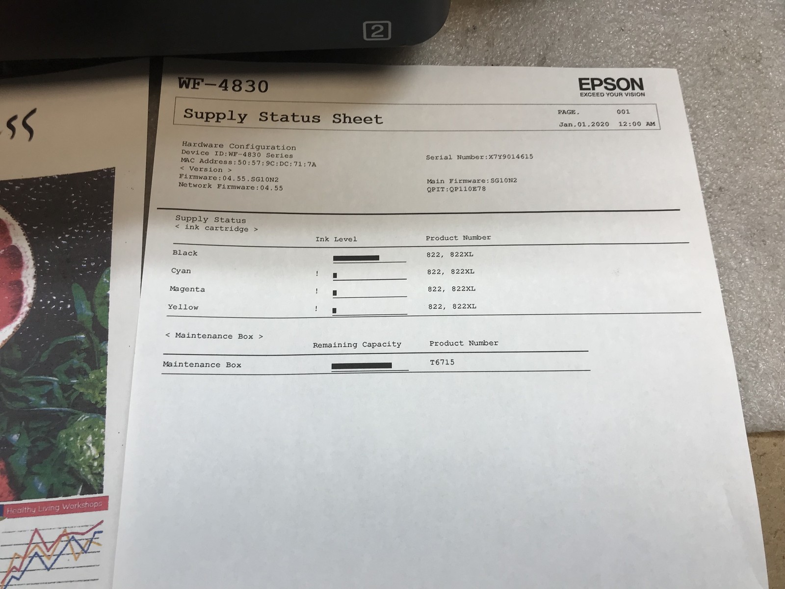 Epson Workforce Pro WF-4830 Inkjet Color All-In-One Printer 1.9K Pages