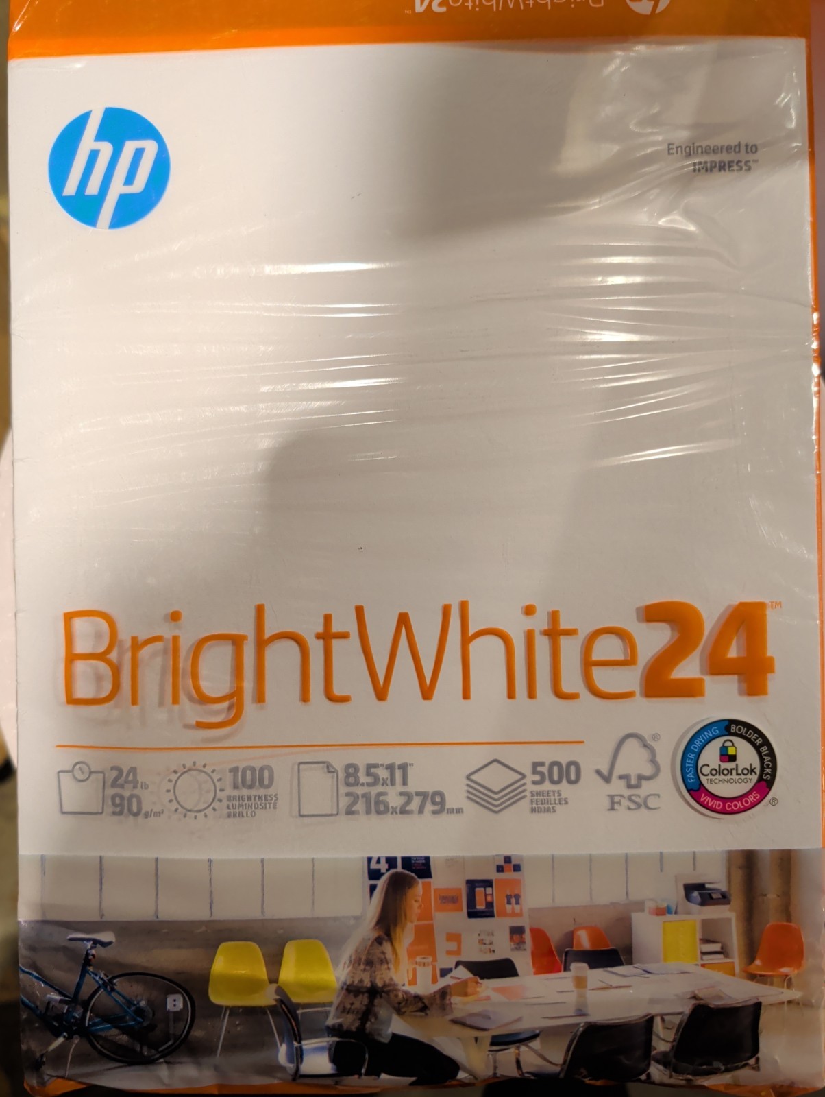 HP Bright White 24 Printer Paper 500 Sheets 24 lb for Color Printing 100 Bright