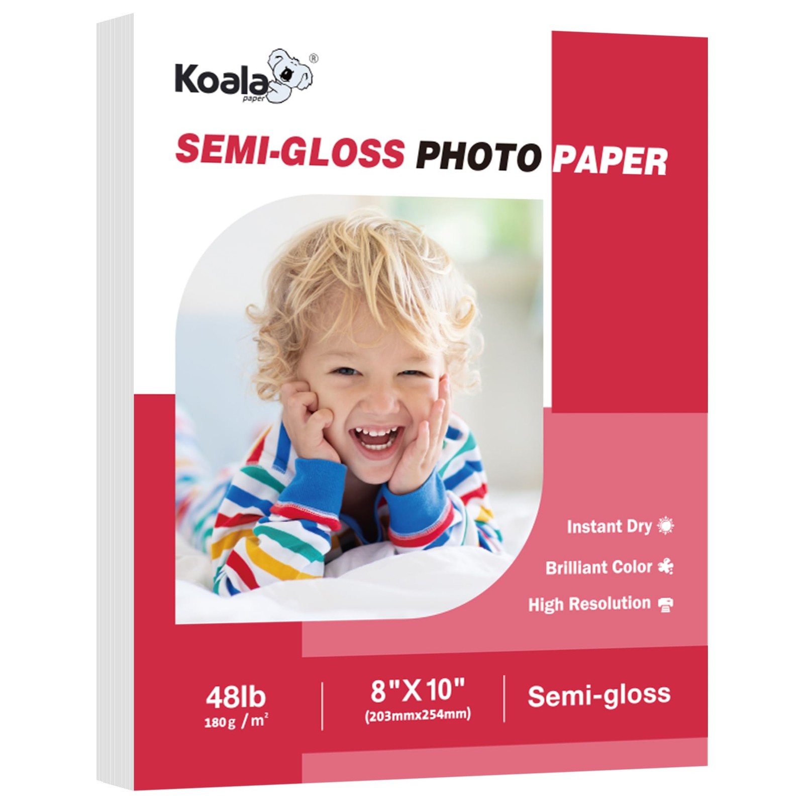 100 PCS Koala Semi-Gloss Photo Paper 8×10 Inch Inkjet Laser 48LB 180gsm DYE