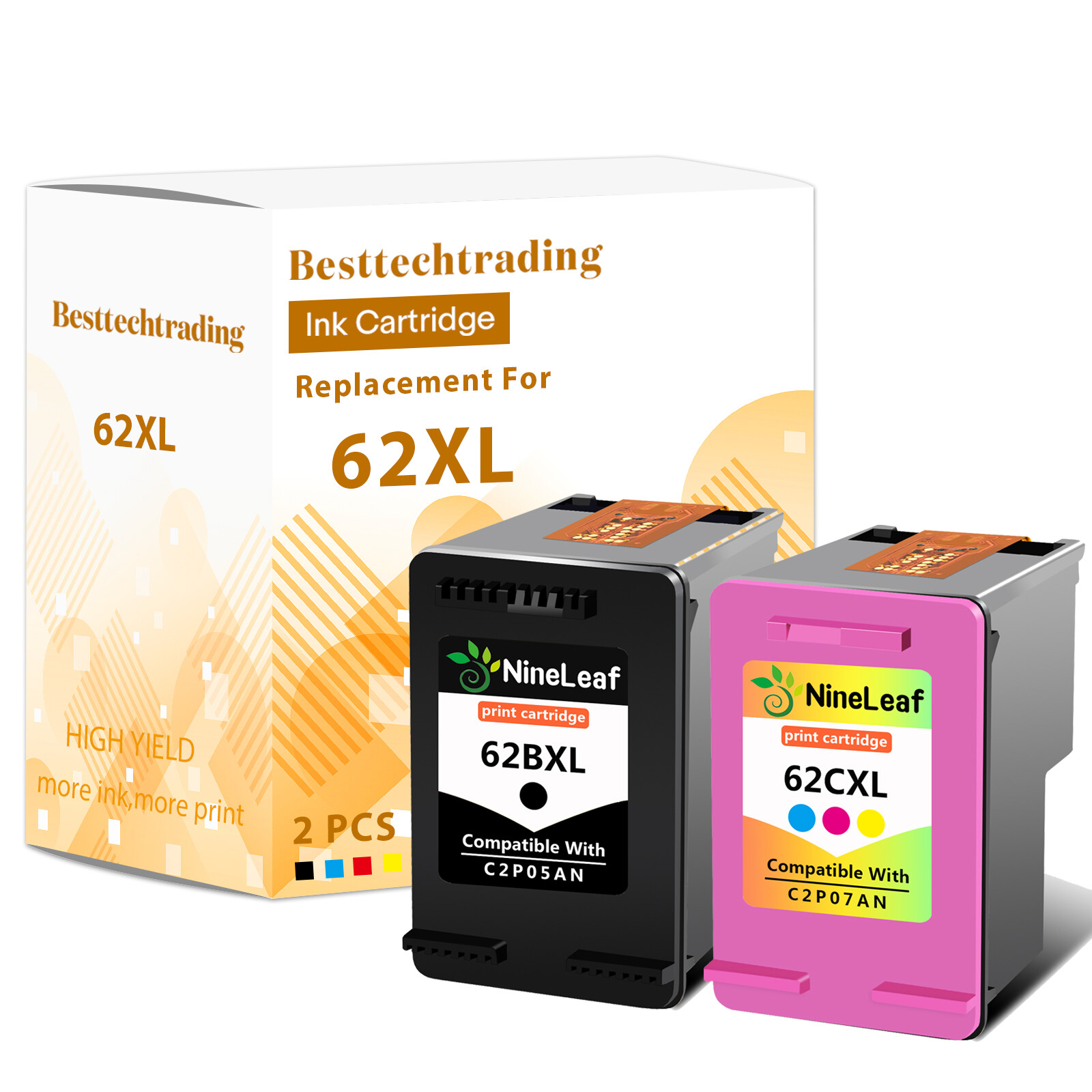 62XL Black & Color Ink Print Cartridge for HP OfficeJet 200 Mobile 250 Mobile