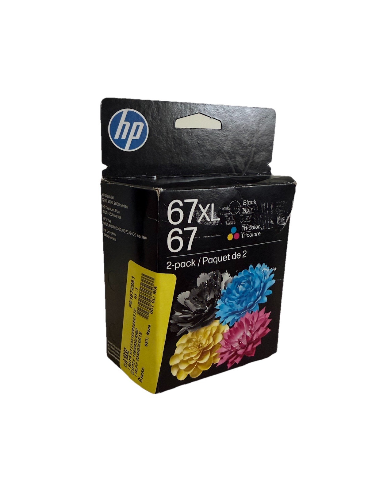 HP 67XL/67 2-Pack Ink Cartridges – Black/Tri-color (3YP30AN)/08-2027. NEW