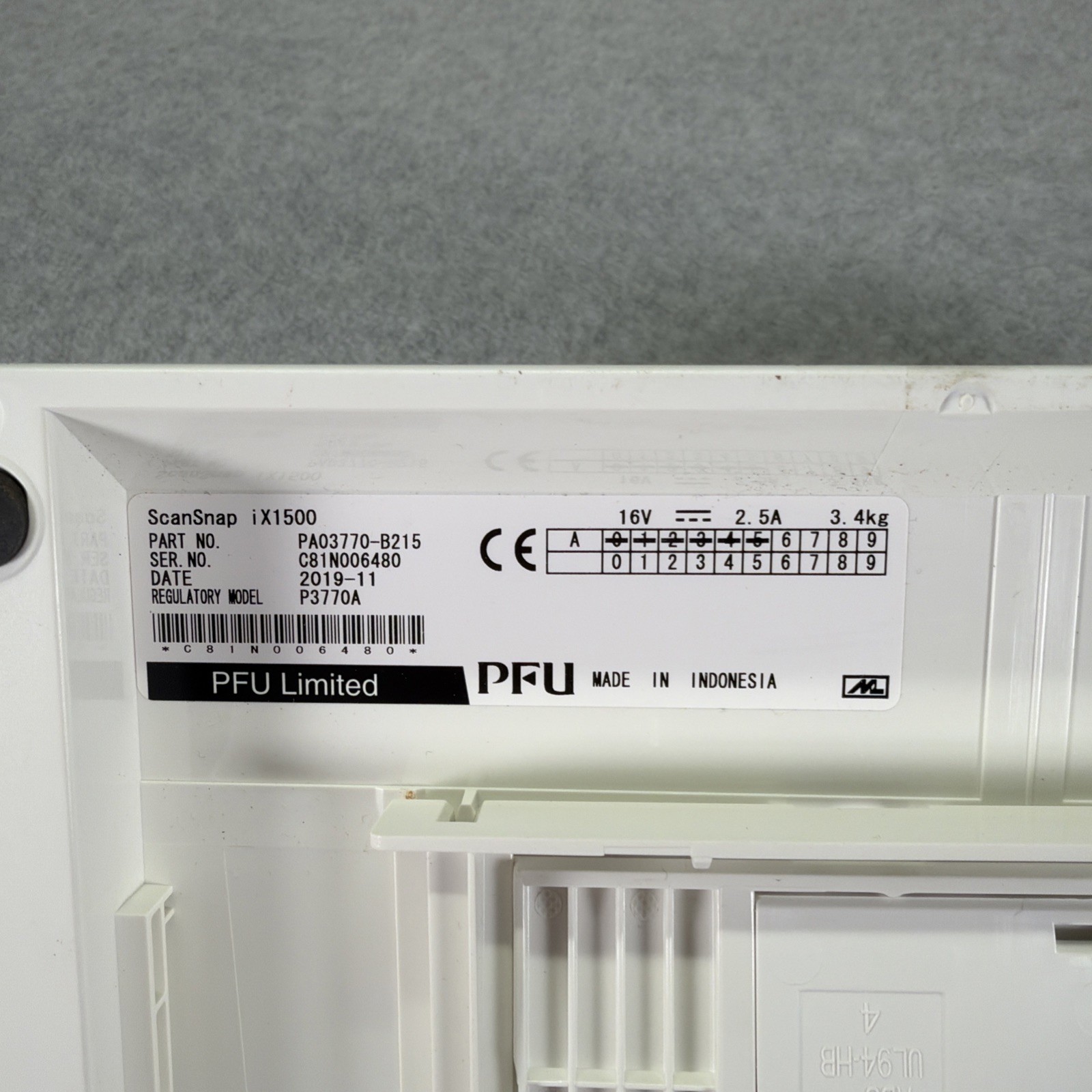 FUJITSU IX1500 SCANSNAP DOCUMENT SCANNER NO POWER SUPPLY FOR PARTS