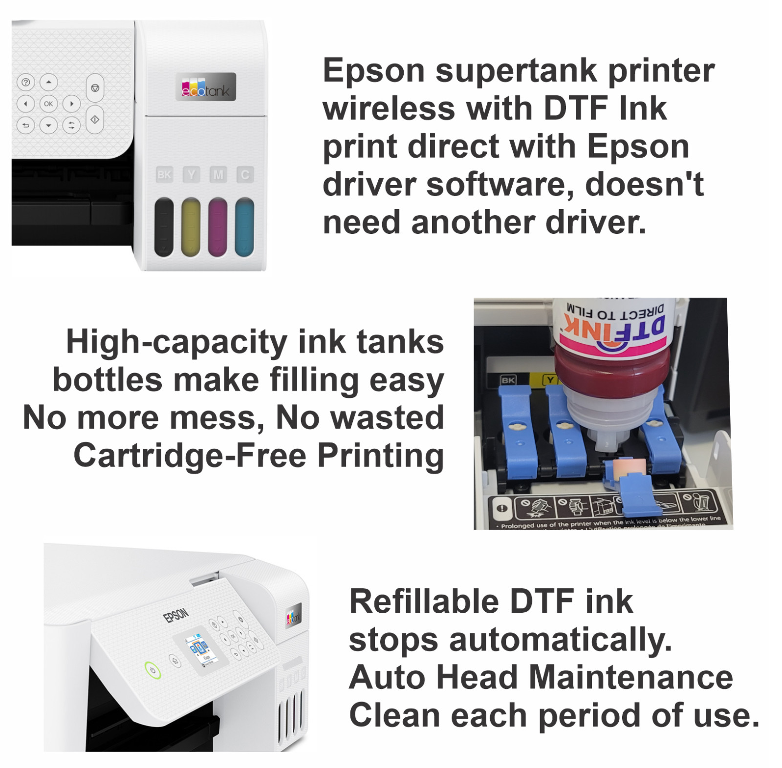 Epson Printer with DTF ink Heat Transfer Print Cotton T-Shirt Marker Bundle,