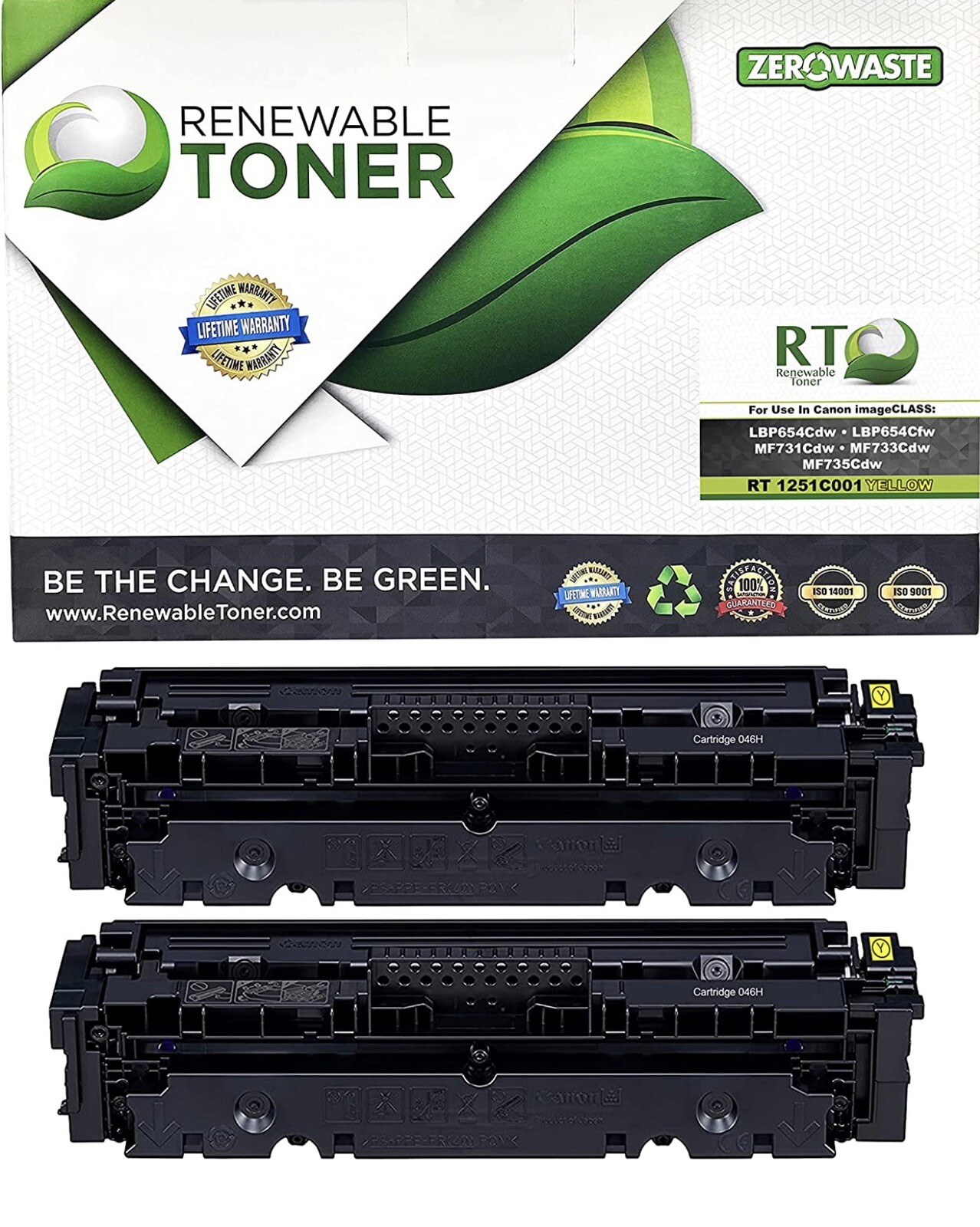 Renewable Toner Cartridge Replacement for Canon 046H MF735C MF733 Yellow 2 Pack
