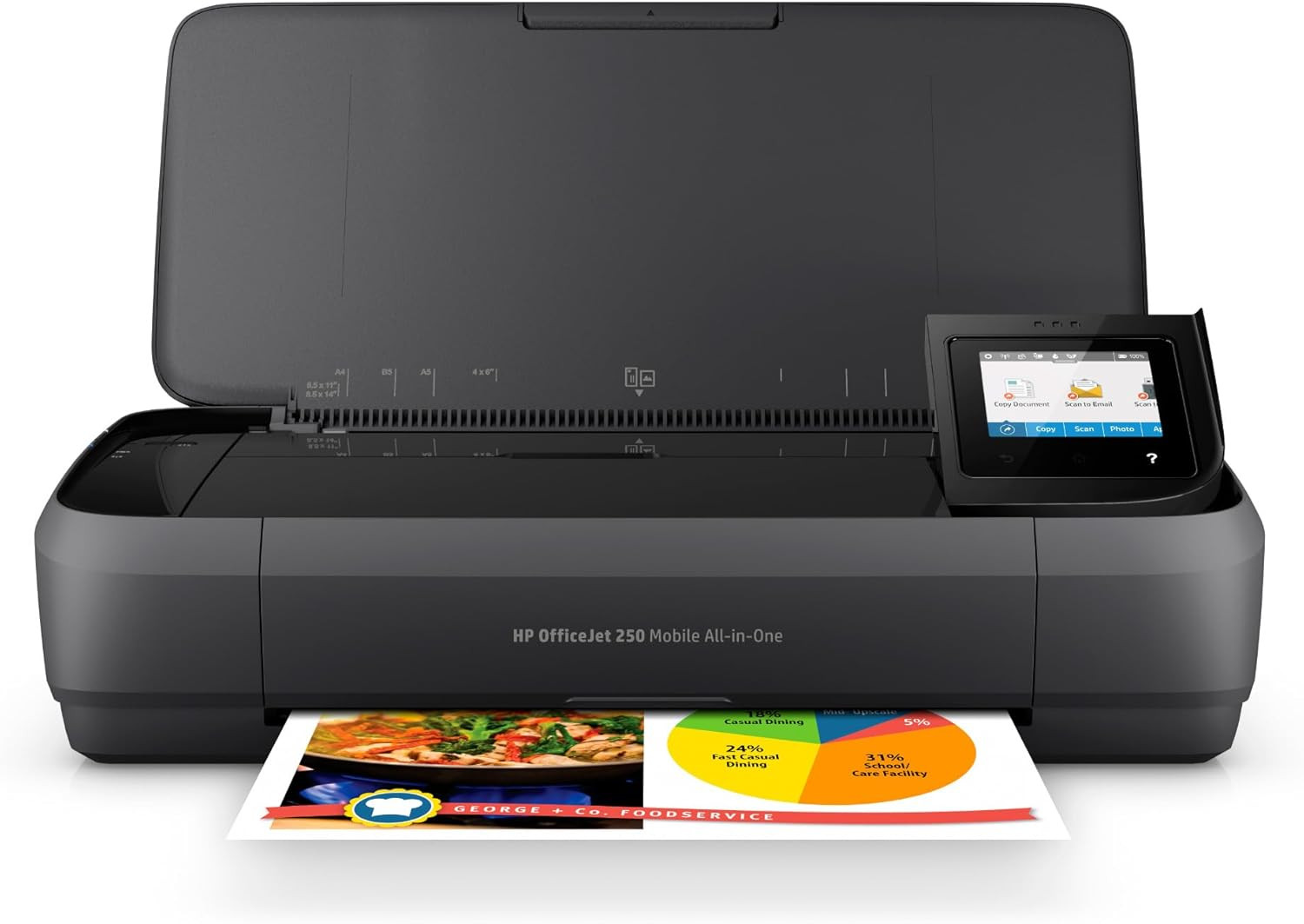 HP Officejet 250 Wireless Mobile Printer, Scanner, Copier – Black, Battery Inclu