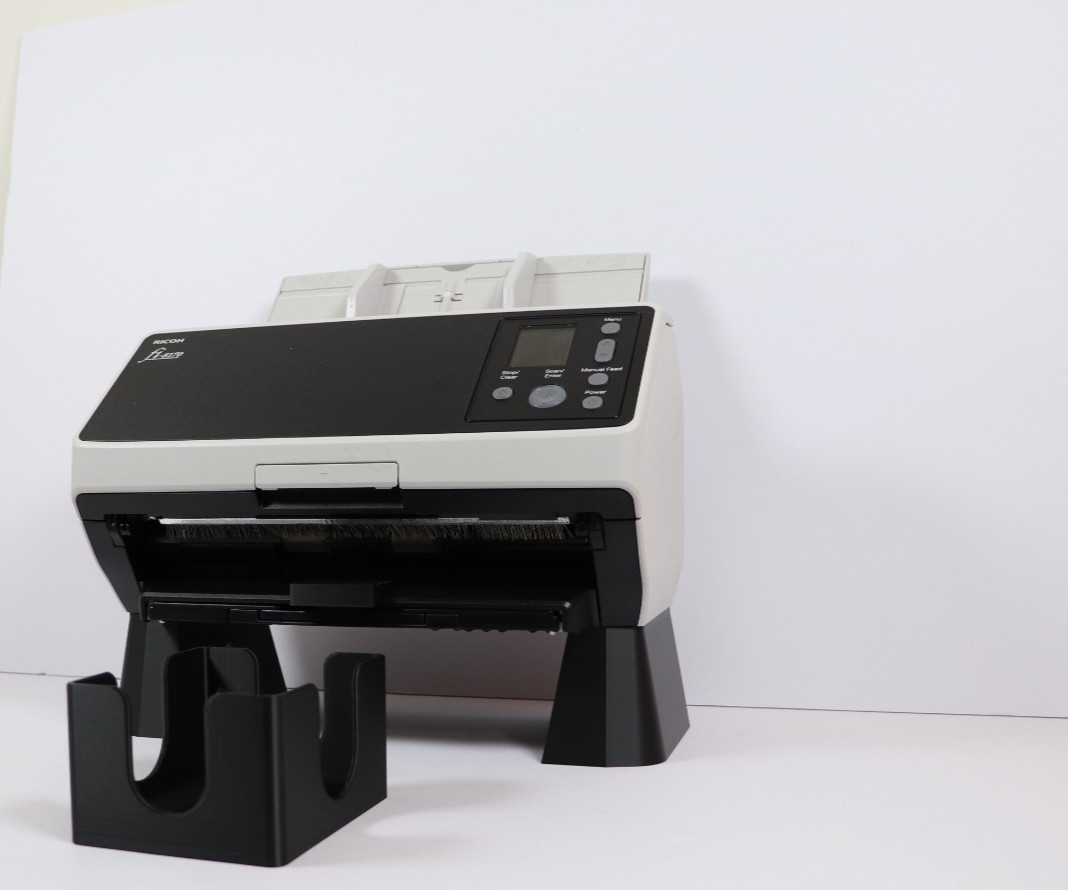 TCG Card Scanner Riser & Catch Bin for Ricoh fi-8170 – Black 3D Printed Stand