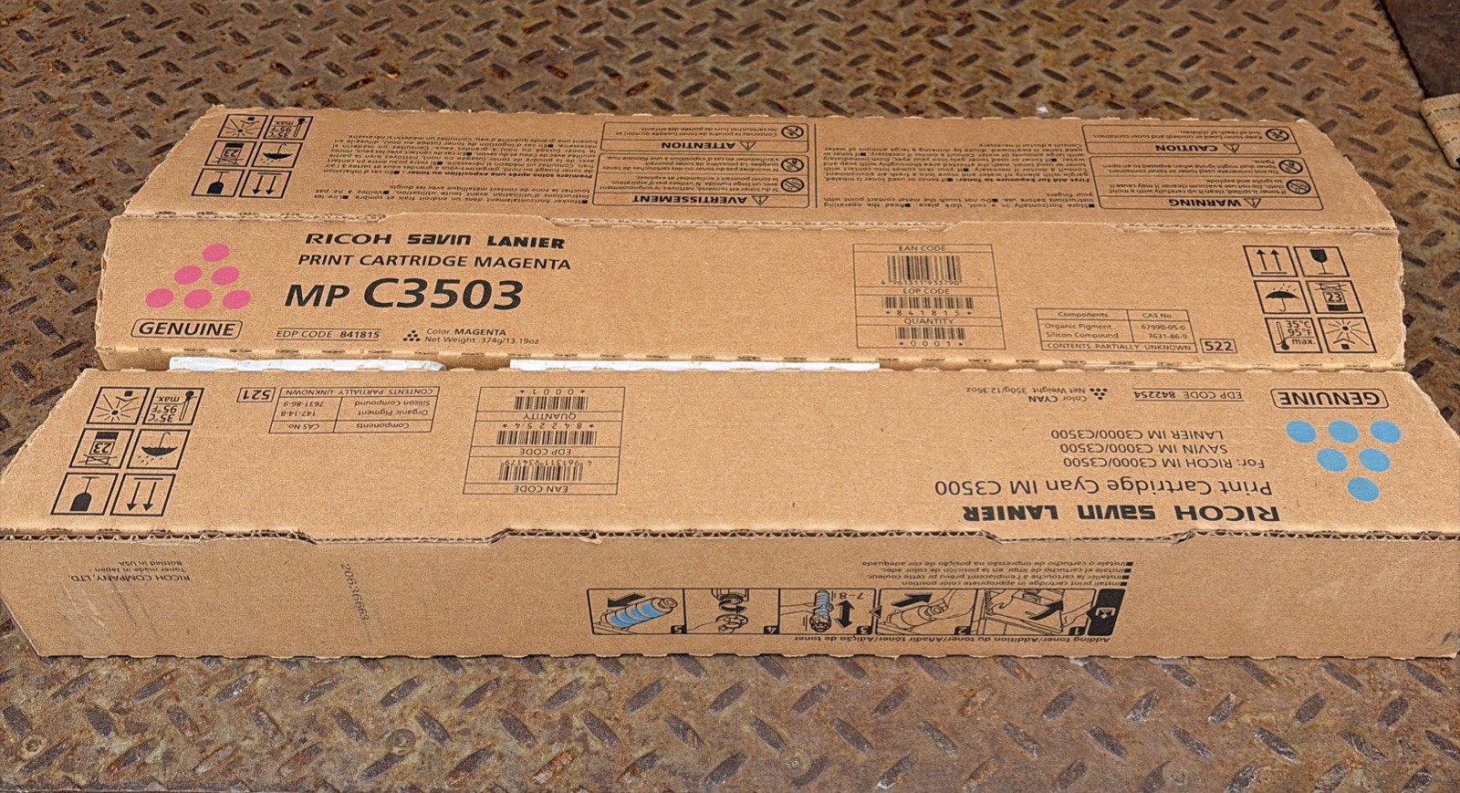 Ricoh MP C3503 CMY Toner Set Cyan, Magenta, Yellow Genuine OEM