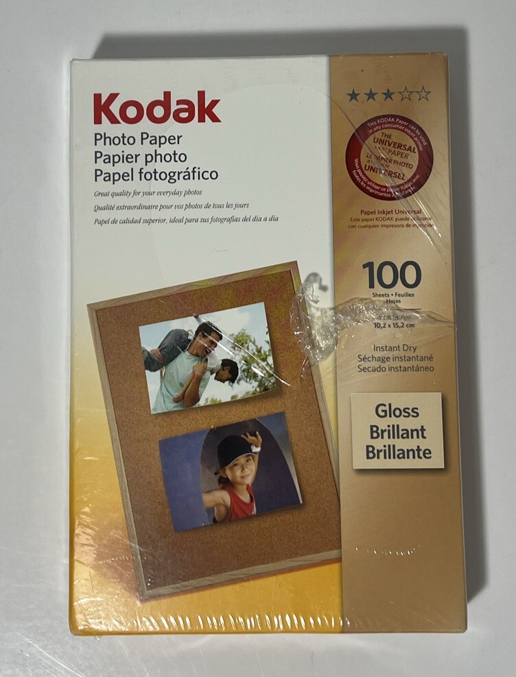 Kodak Photo Paper Gloss 100 Sheets 4X6″ Instant Dry NEW Open Box See Description