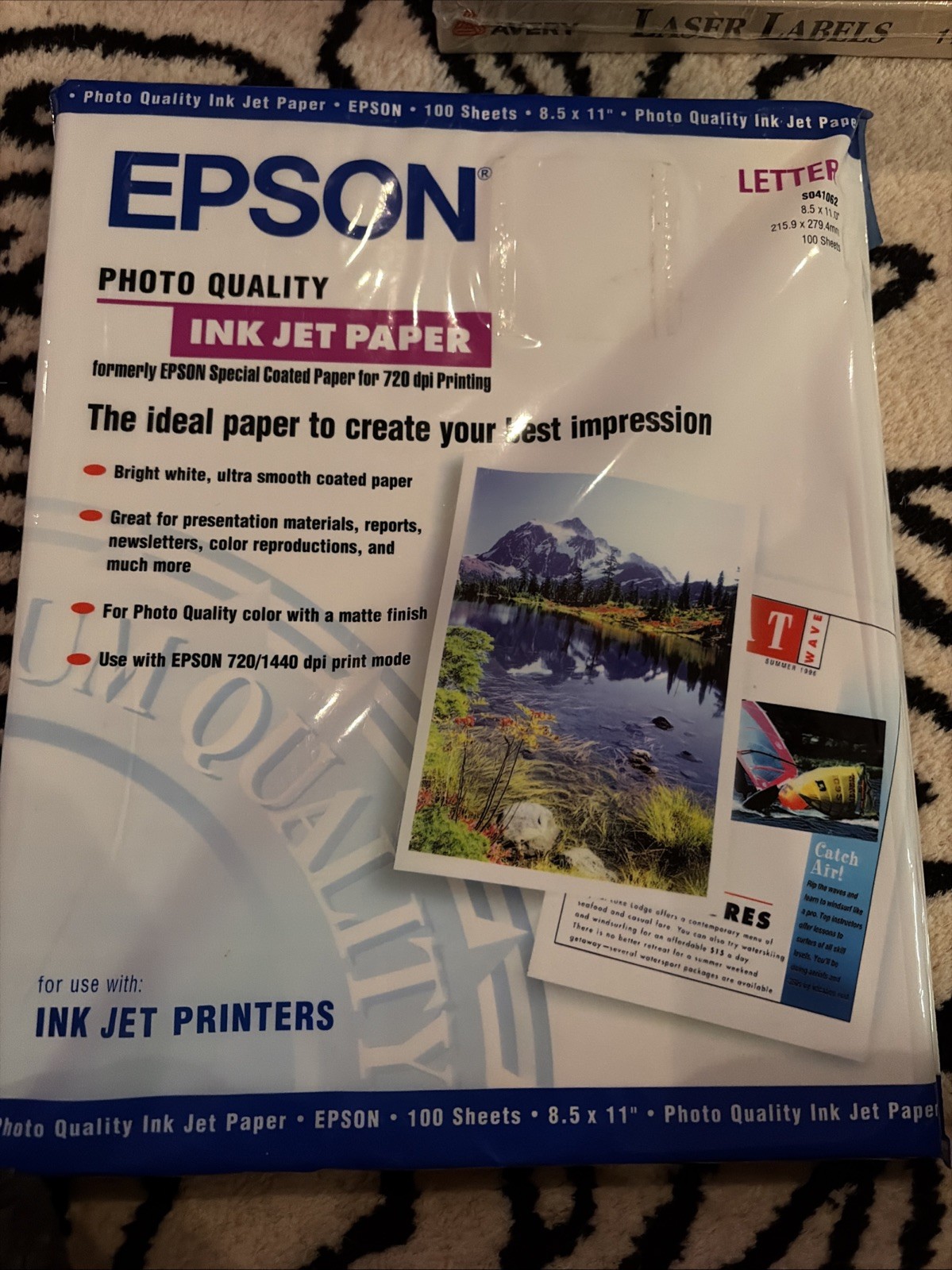 96 Sheets Epson Matte Finish Photo Paper 8,5” x 11” Ink Jet Printer S041062 New
