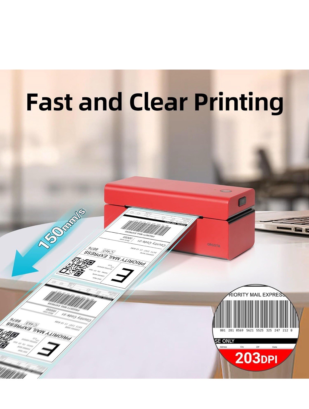 Shipping Label Thermal Printer – USB – Up to 4″x6″ – Compatible With All