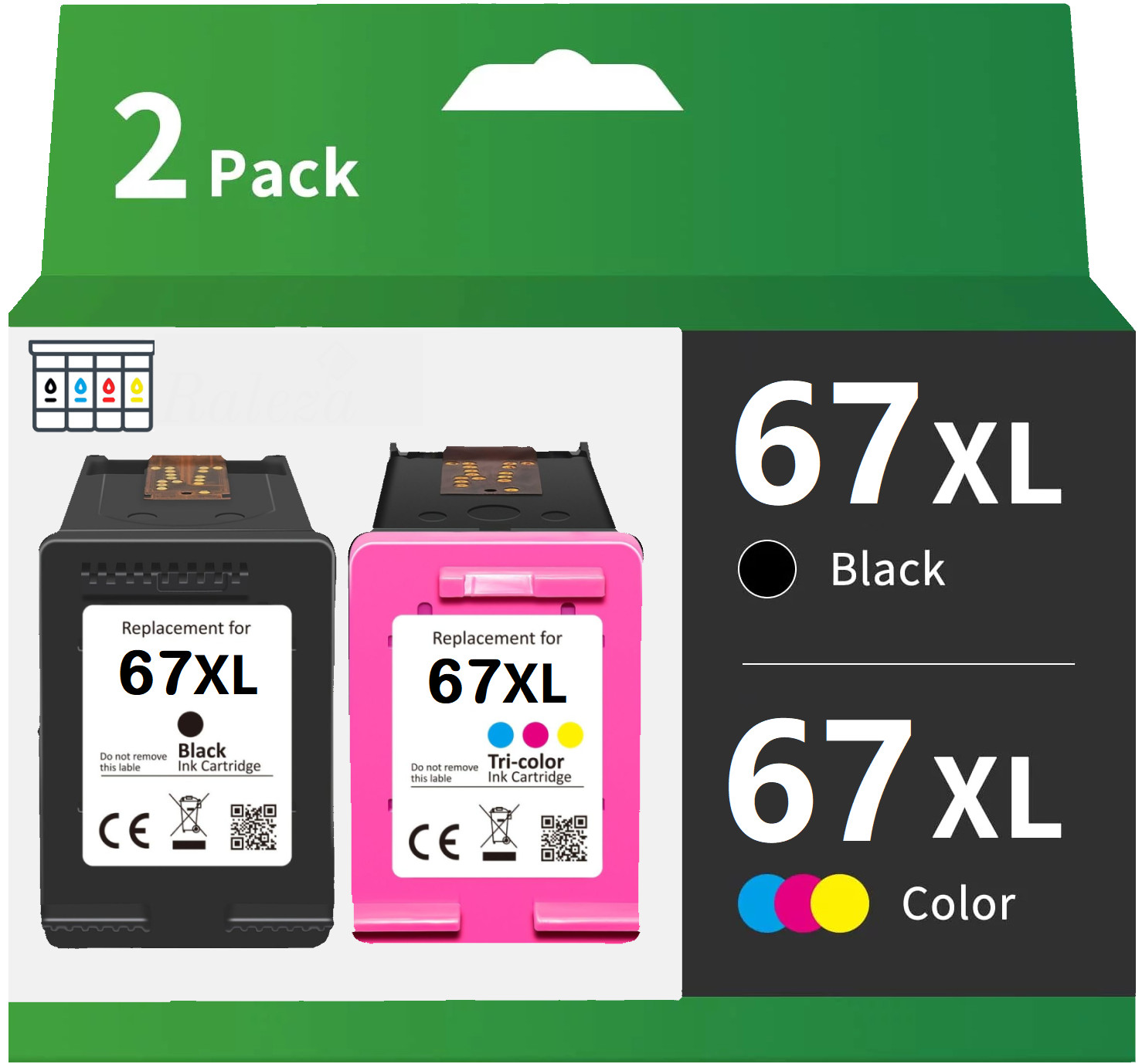 Combo Black & Color Ink Cartridge for HP 67 67XL DeskJet Plus 4140 4152 4155