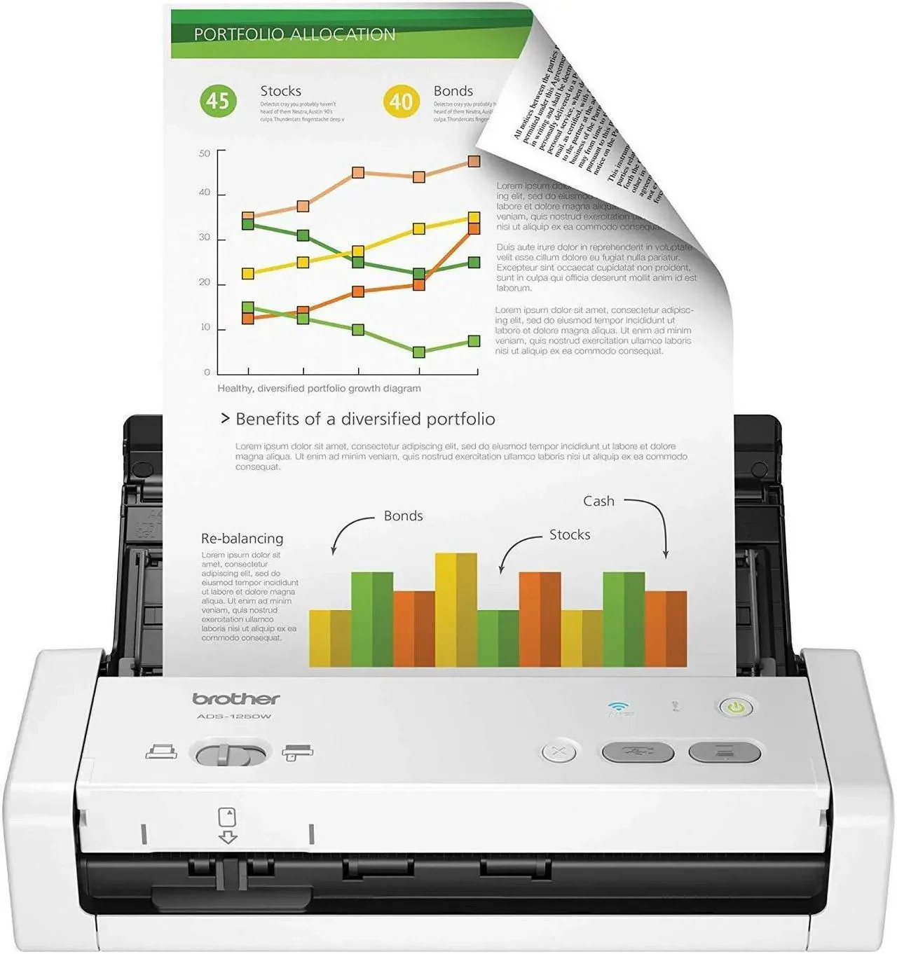 Brother ADS-1250W Portable Duplex Color Desktop Scanner w/Adapter