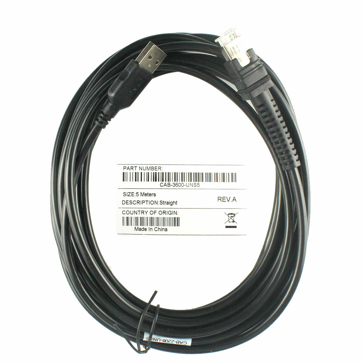 5pcs 16.5FT Straight USB Cable for Zebra LI3608 LI3678 DS3608 DS3678 Scanner