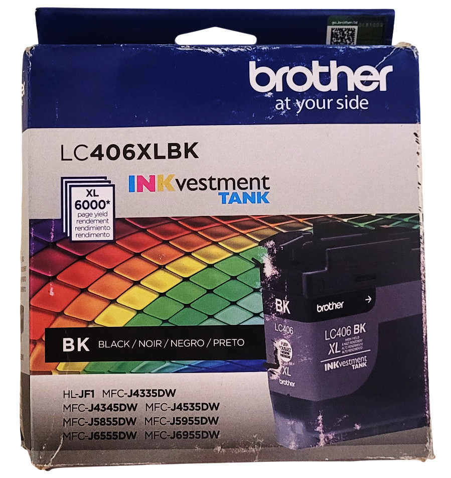 Brother LC406XLBK Black Ink Cartridge New Sealed With Open Box Exp: 03-2028