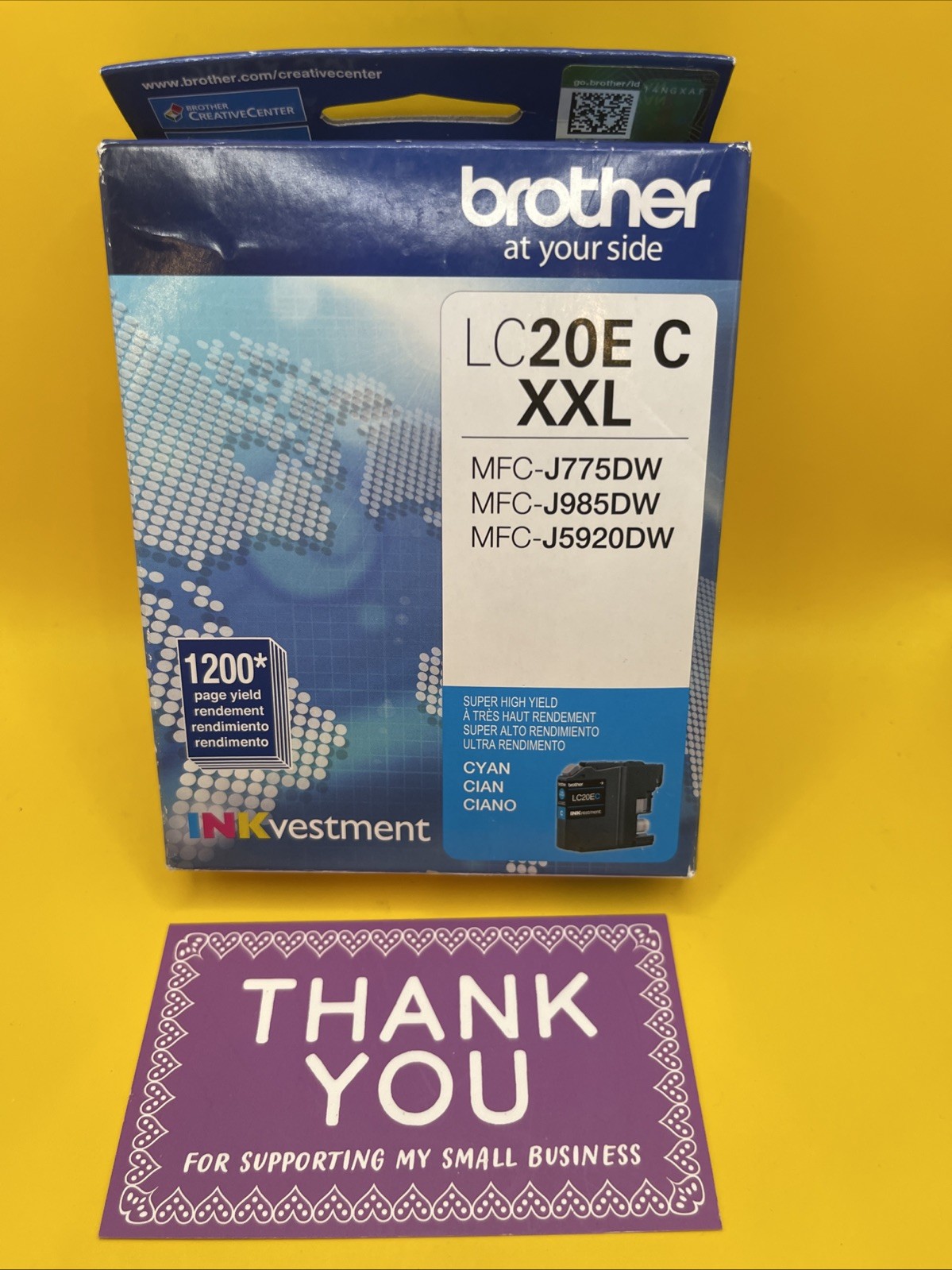 GENUINE Brother LC20E Cyan Ink Cartridge for MFC-J985DW MFC-J5920DW EXP. 8/2026