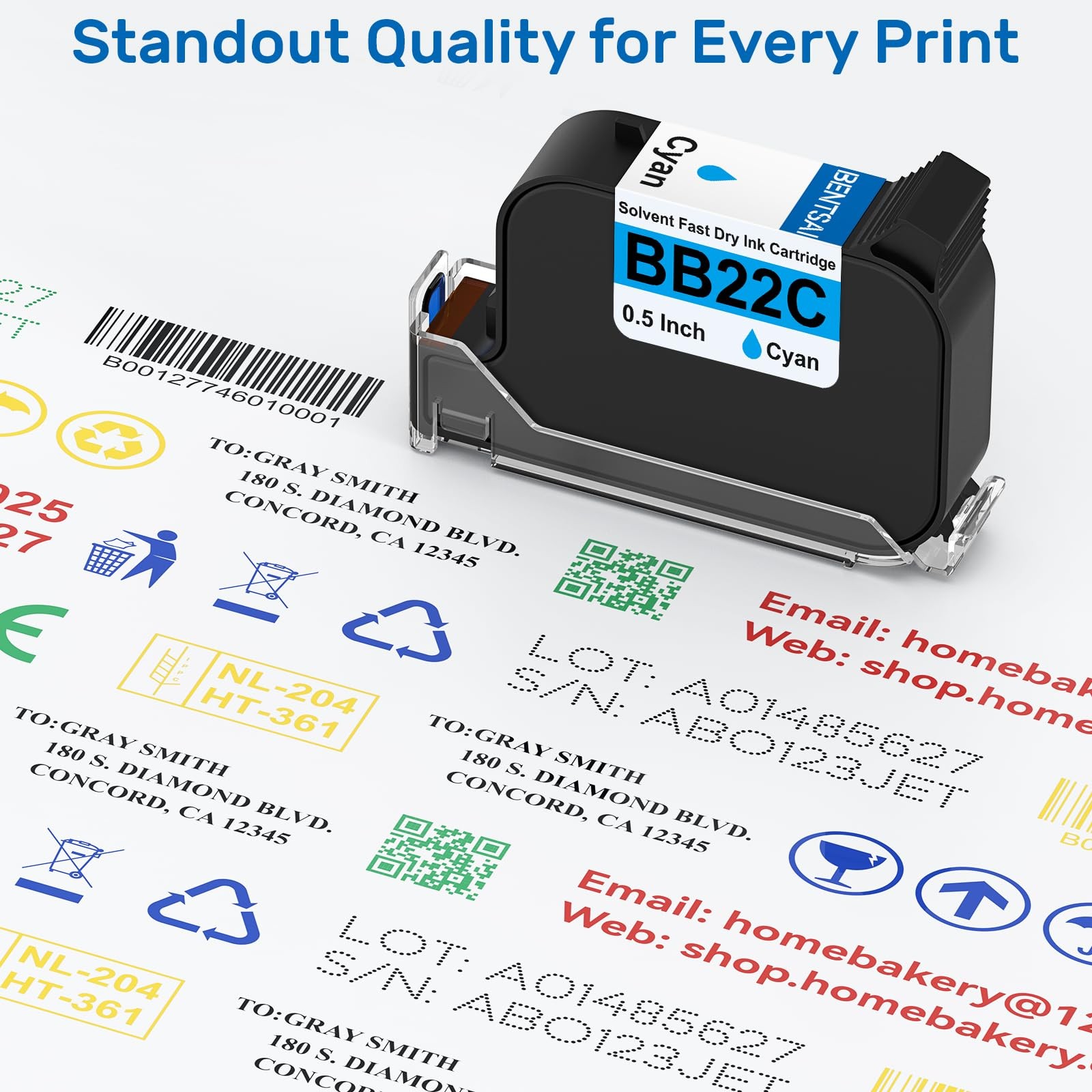 BENTSAI BB22C 0.5 Inch Print Height Original Height, Cyan