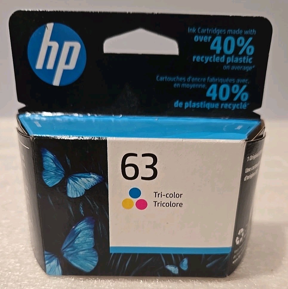 HP 63 Tri-Color Ink Cartridge Genuine New Sealed EXP 04/2023