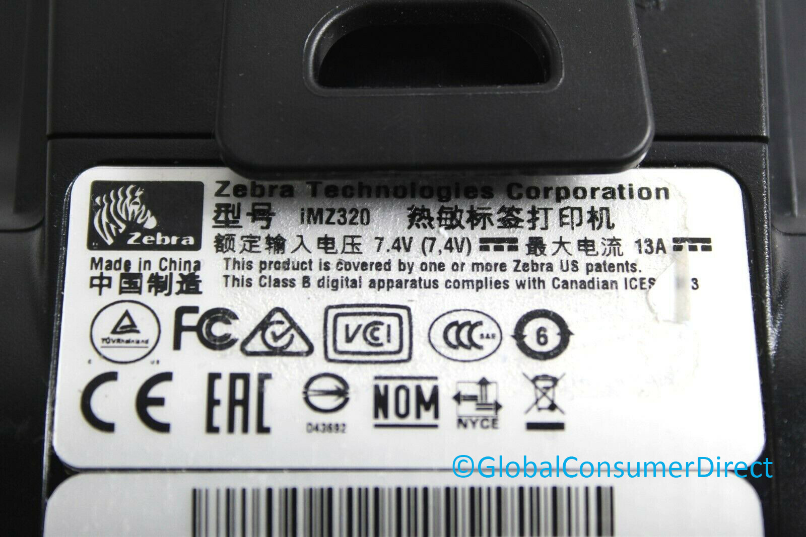 Zebra iMZ320 Mobile Wireless Bluetooth Thermal Receipt Printer M3I-0UB00010-02