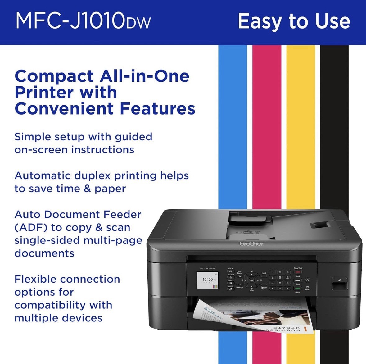 Brother Inkjet Printer MFCJ1010DW Wireless Color All-in-One Work Smart Tested