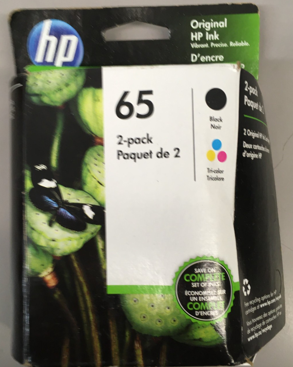 Genuine HP 65 T0A36AN Black & Tri-color Original Ink Cartridges 2-Pack 2023
