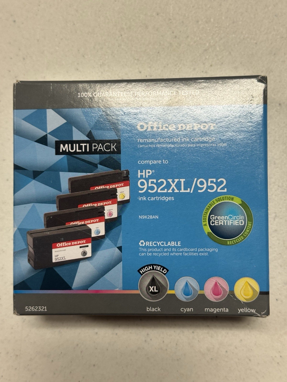 Office Depot HP 952XL/952 Ink Cartridge Replacement XL Black Cyan Magenta Ylw #9