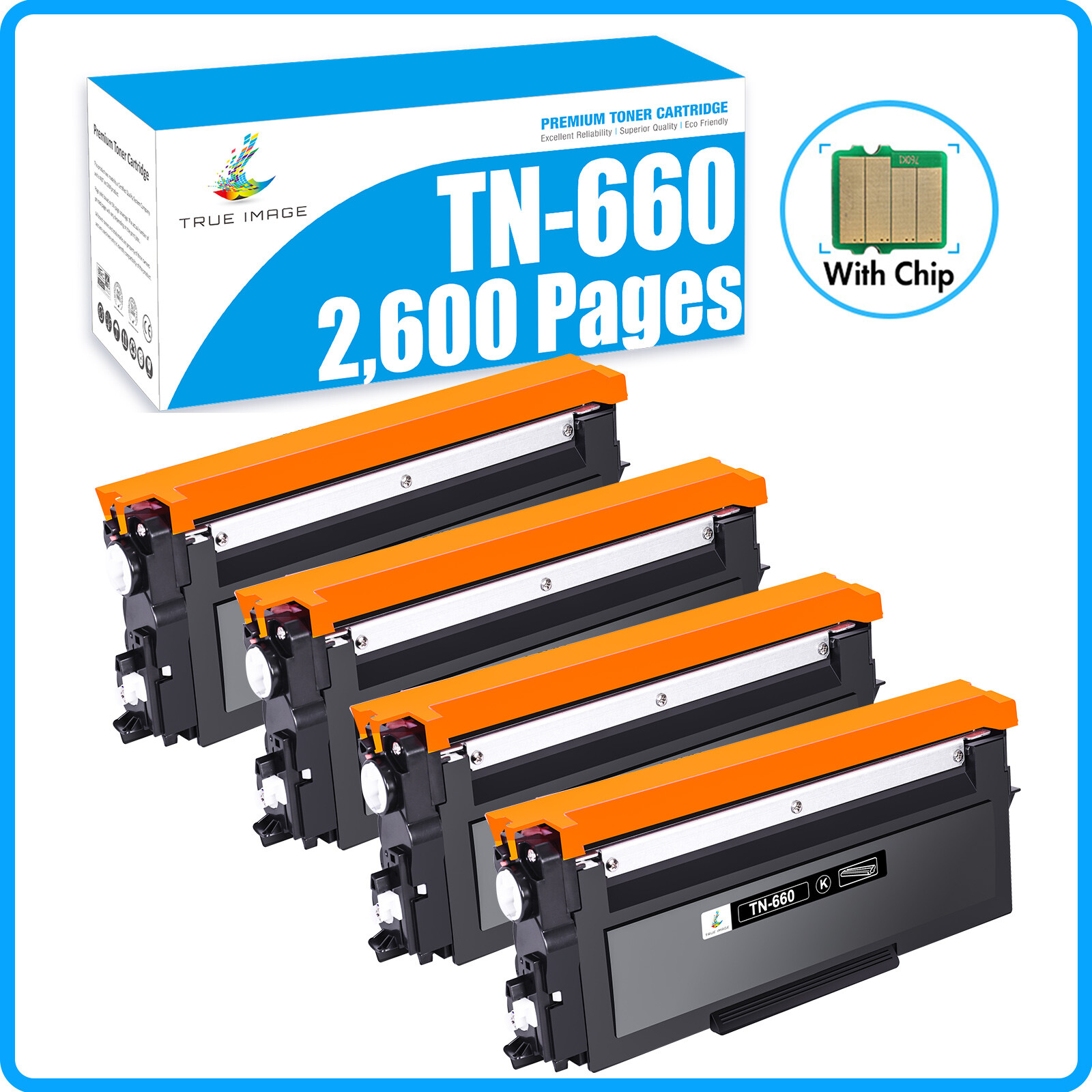 4 Pack TN660 Toner Cartridge For Brother HL-L2300D L2320D L2340DW L2360DW TN630