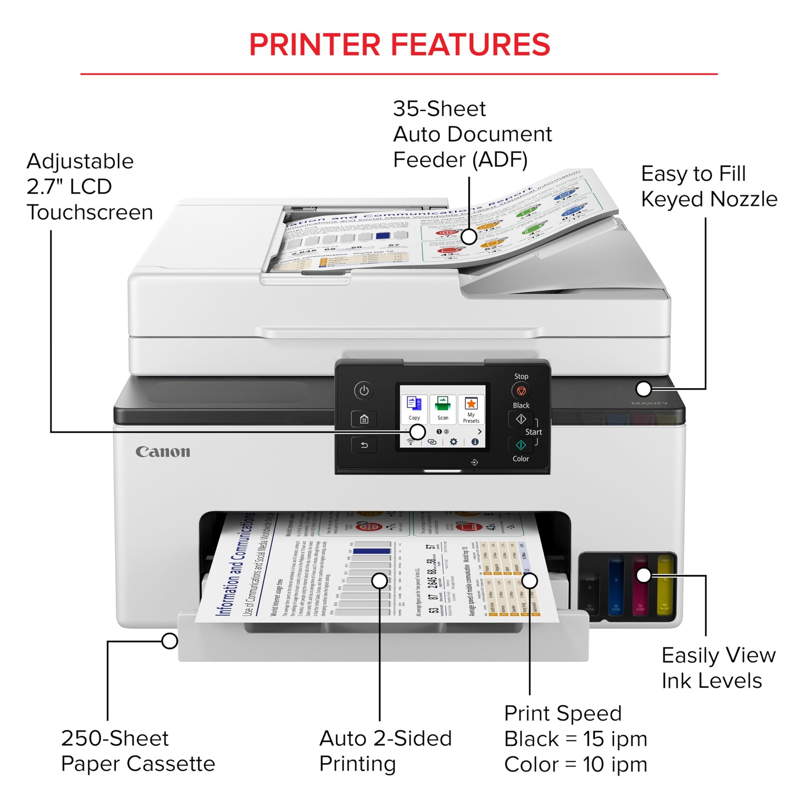 Canon MAXIFY GX2020 All-in-One Wireless Color Inkjet MegaTank Printer