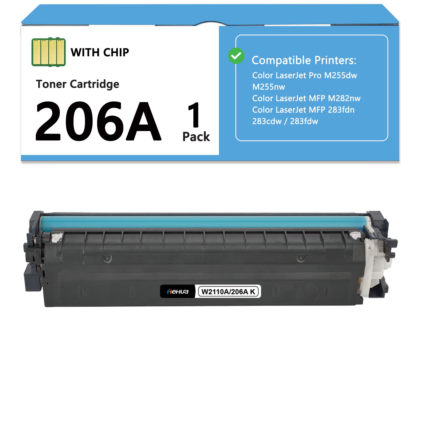 206A Toner Cartridge For HP LaserJet MFP M283fdw M283cdw M282 W2110A WITH CHIP