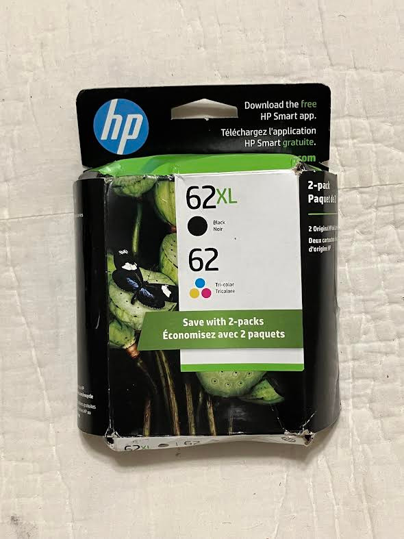 HP 62XL Black & 62 Tri-Color Ink Set New in Box