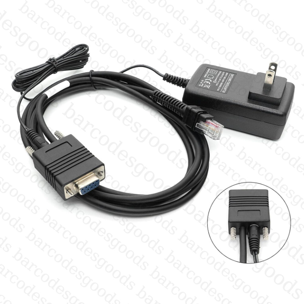 9Pin RS232 Serial Cable with 12V Power Supply For Zebra LI3678 DS3678 6.5FT(2M)