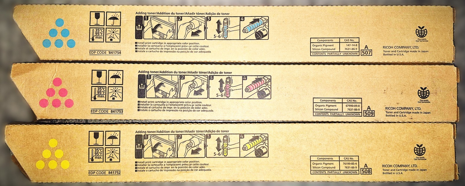 Genuine Set of 3 Ricoh MP C5502 841752/53/54 CMY Toners Ricoh/Savin/Lanier