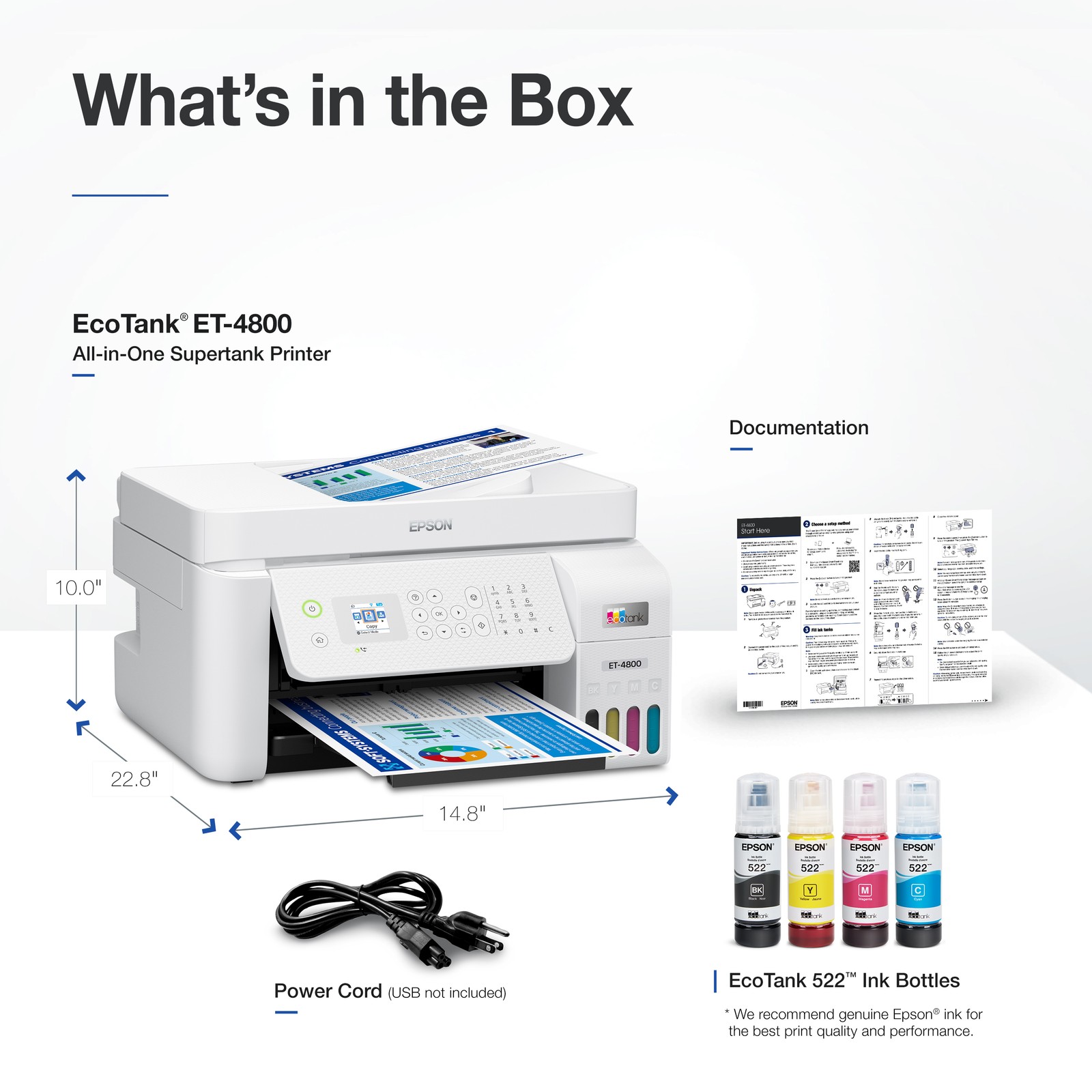 Epson EcoTank ET-4800 Wireless Printer – Certified Refurbished