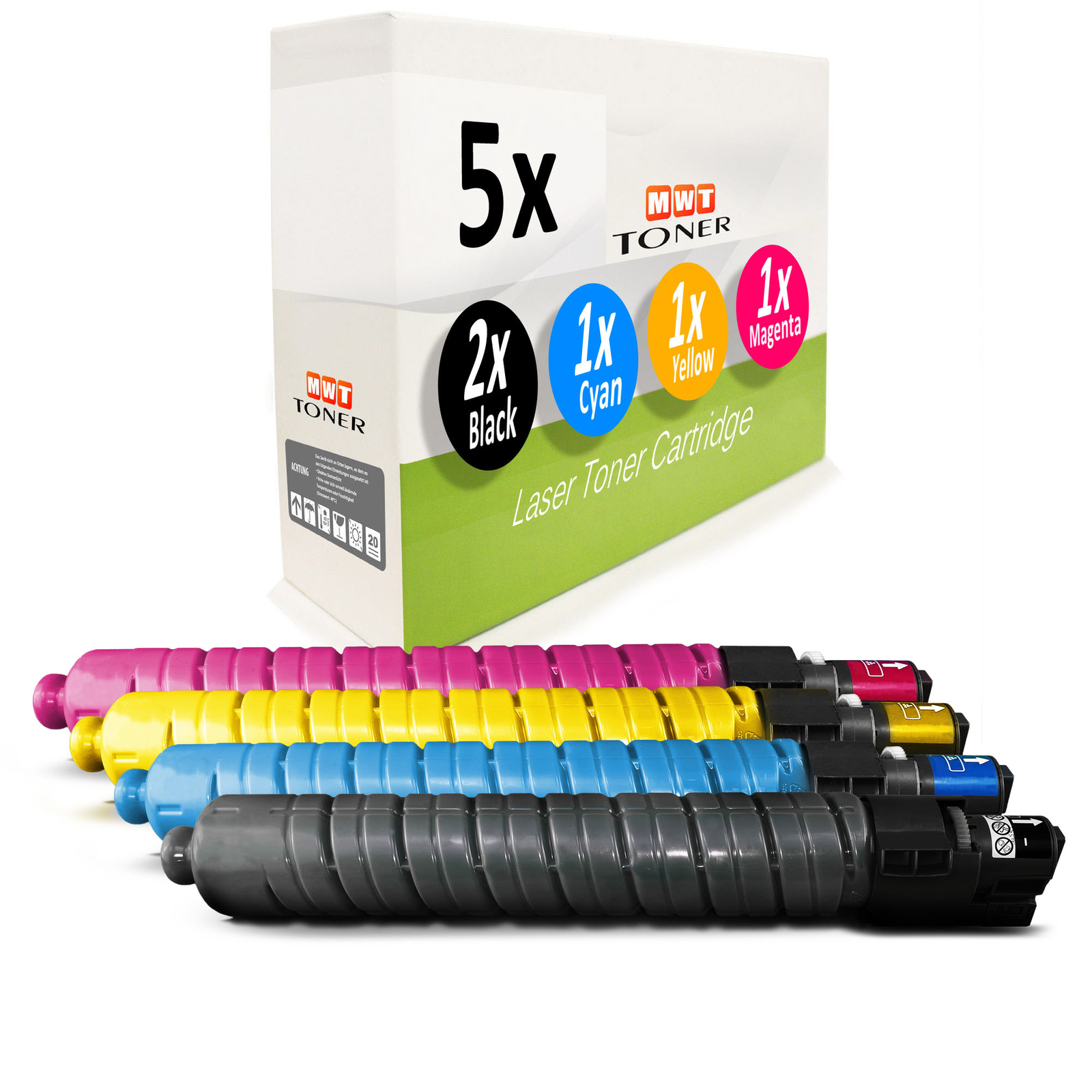5x MWT Toner For Ricoh MPC4502A MPC4502AD MPC4502spdf 31K Black + 22.5K CMY
