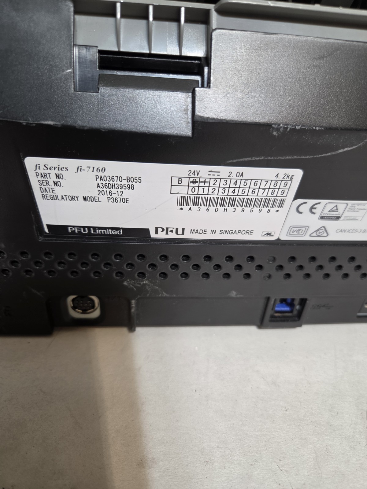Lot of 6 Fujitsu Fi-7160 Document Scanner PA03670-B055 Missing Parts & Untested