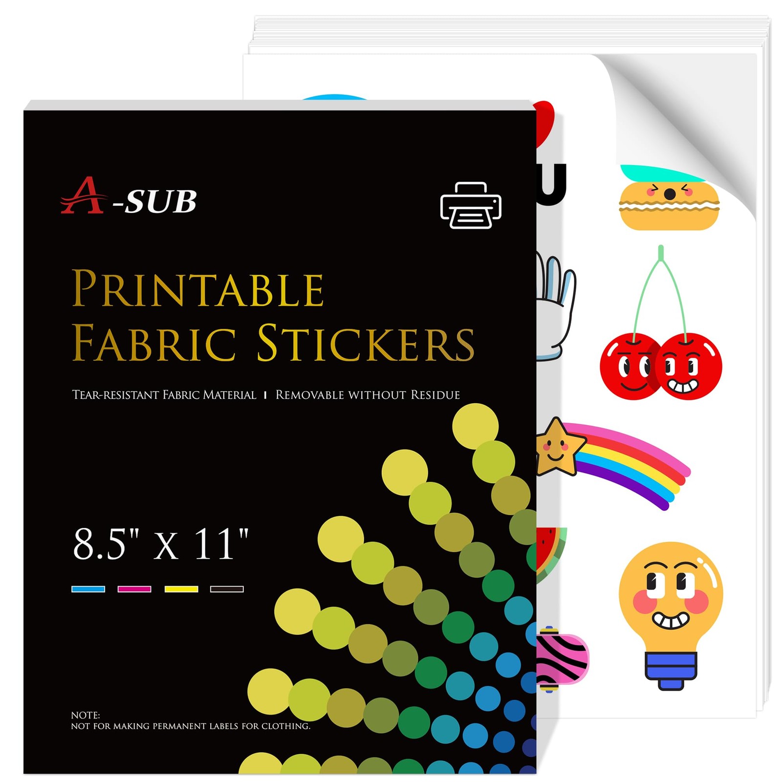 Printable Fabric Sticker Paper for Inkjet Printers, 8.5×11 Inches Matte White…